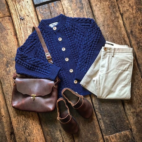 INVERALLAN /  4A GOLFER CARDIGAN  INDIGO COTTON