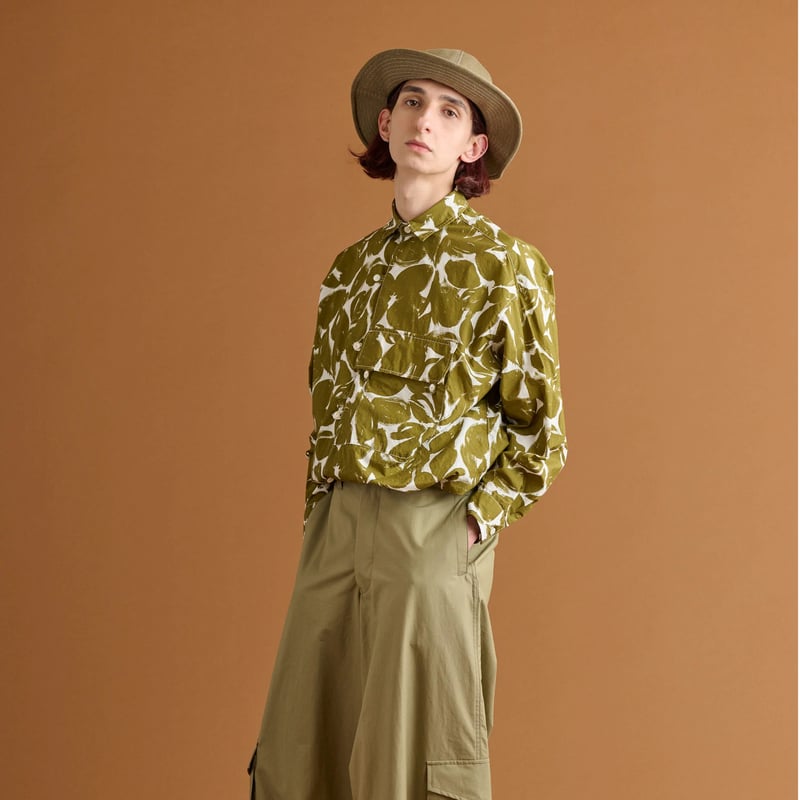 希少品・美品　HAVERSACK Flowerprint chinashirt HAVERSACK／FLOWER PRINT TYPEWRITER SHIRT -GREEN-