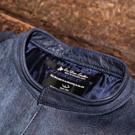 DEER HORN SMITH'S／DEER LEATHER STAND COLLAR JACKET "NATURAL INDIGO"