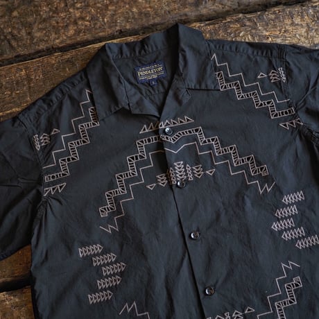 PENDLETON ／ CUT WORK OPEN COLLAR SHIRT -Black-
