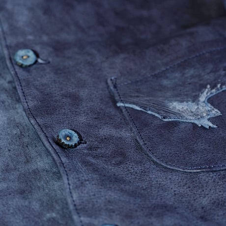 DEER HORN SMITH'S／DEER LEATHER STAND COLLAR JACKET "NATURAL INDIGO"