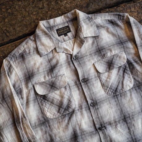 PENDLETON／OPEN COLLAR SHIRTS -Gray×White-