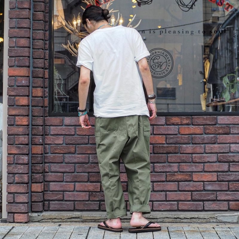 【超希少】ハバーサック ヘリンボーンツイルミリタリーパンツ L リネン混 ヘリンボーングルカパンツ／HAVERSACK（ハバーサック）｜愛着を