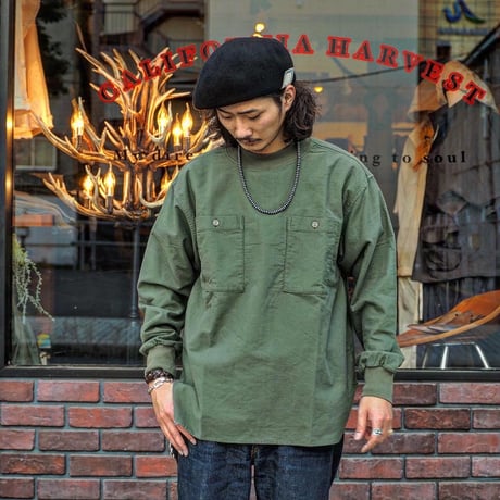 FULLCOUNT / Plain Cotton Flannel P/O Mock Neck Shirts
