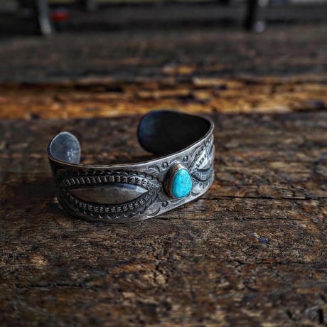 MS ring / Stamp Work Bangle "Turquoise Cuff"