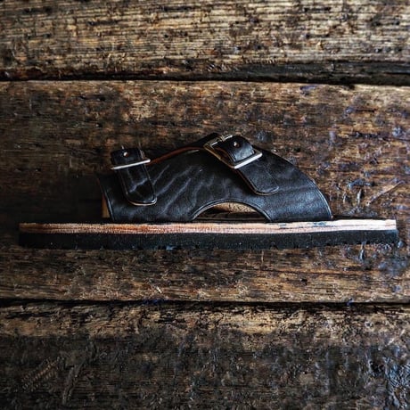 LIGHT MARKER /DOUBLE MONK STRAP SANDAL (手染めBLACK HORSE HIDE)