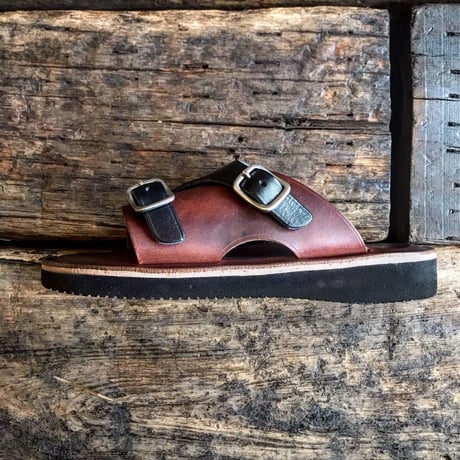 LIGHT MARKER /DOUBLE MONK STRAP SANDAL (BLACK×ﾃｨﾝﾊﾞｰ)