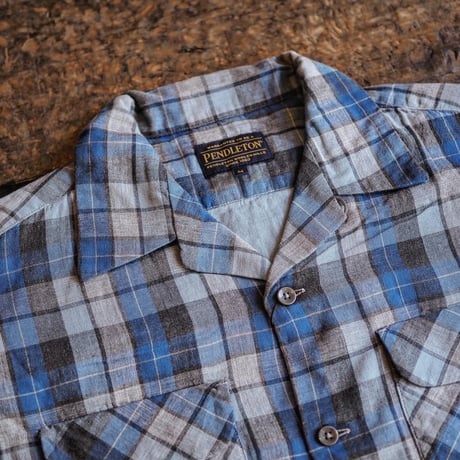 PENDLETON／OPEN COLLAR SHIRTS -Blue×Gray-