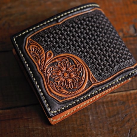 DEER HORN SMITHS Leather / SPECIAL-CRAFT BILLFOLD "TAN x BLACK"