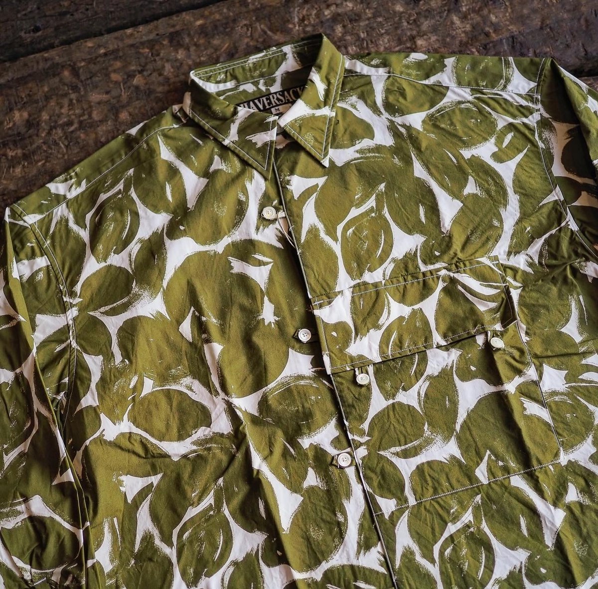 HAVERSACK／FLOWER PRINT TYPEWRITER SHIRT -GREEN-