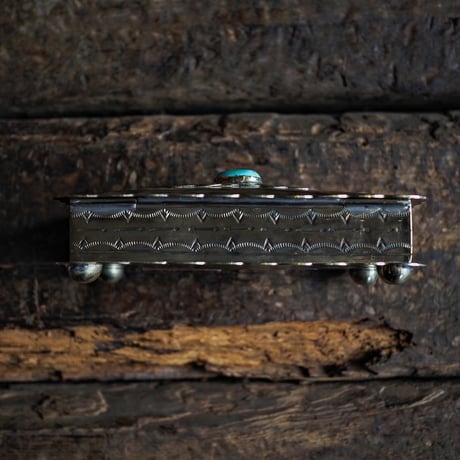J.Alexander / STAMPED RECTANGULAR CONCHO BOX W-TURQUOISE