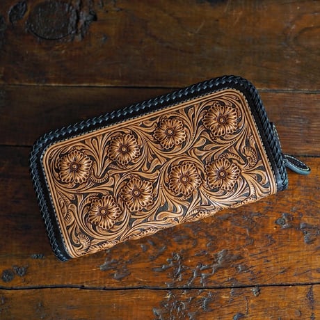 DEER HORN SMITH'S / SPECIAL DOUBLE ZIP WALLET "TAN x BLACK"