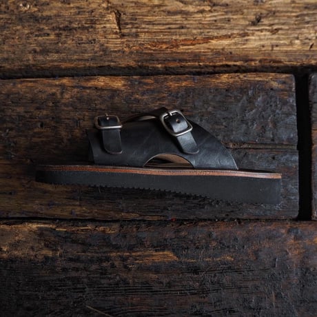 LIGHT MARKER /DOUBLE MONK STRAP SANDAL  (BLACK CHROMEXCEL)
