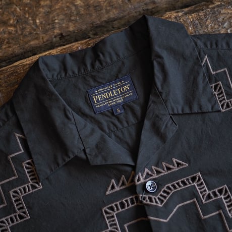 PENDLETON ／ CUT WORK OPEN COLLAR SHIRT -Black-
