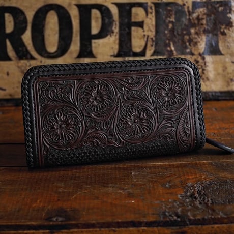 DEER HORN SMITH'S / SP-FULLZIP WALLET "BLACK x BROWN"