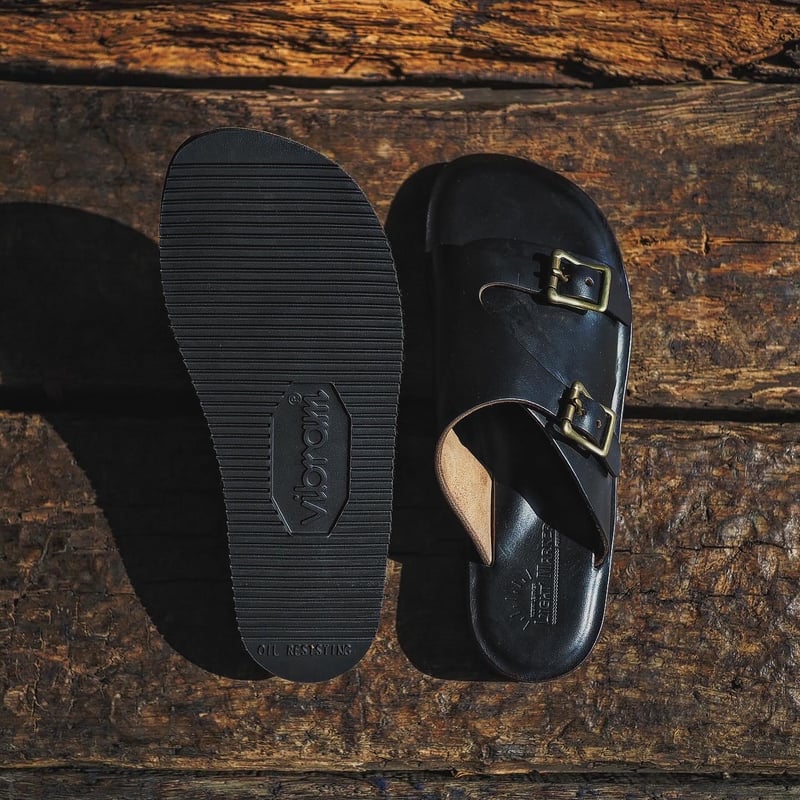 sandalman ブラック us8 LIGHT MARKER /DOUBLE MONK STRAP SANDAL (BLACK C