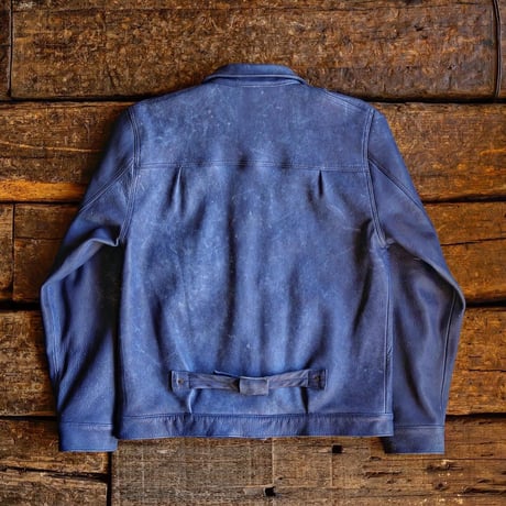 HBHS × DEERHORNSMITH'S /  TYPE-1 LEATHER JACKET "Ezo Deer Leather" -NATURAL INDIGO-