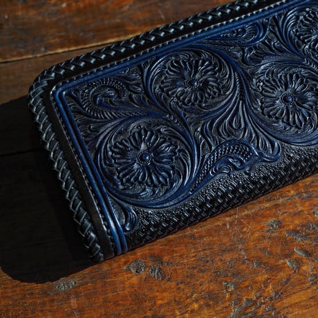 DEER HORN SMITH'S / CS-FULLZIP WALLET "BLACK x NAVY"