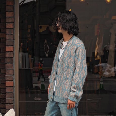 PENDLETON / 7G SHAGGY KNIT CARDIGAN "Sax blue"