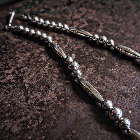 DUCK TAIL / Silver Beads Necklace -50cm-