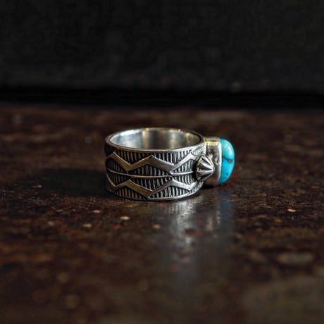 Henry Mariano ／  STAM WORK TURQUOISE RING -Turquoise Mountain- "19"