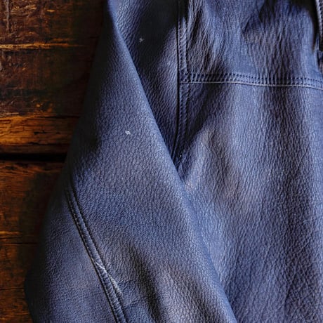 HBHS × DEERHORNSMITH'S /  TYPE-1 LEATHER JACKET "Ezo Deer Leather" -NATURAL INDIGO-