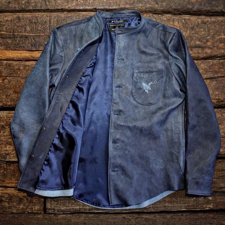 DEER HORN SMITH'S／DEER LEATHER STAND COLLAR JACKET "NATURAL INDIGO"