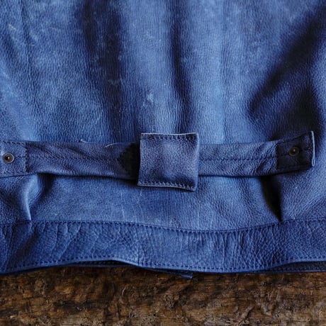 HBHS × DEERHORNSMITH'S /  TYPE-1 LEATHER JACKET "Ezo Deer Leather" -NATURAL INDIGO-