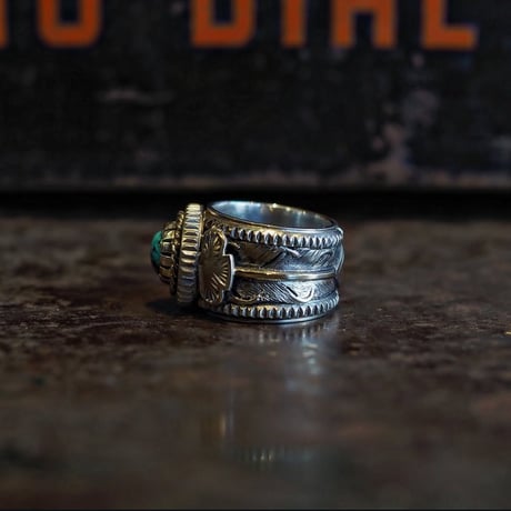 DUCKTAIL ／ Eagle & Feather Ring -Morenci Turquois-