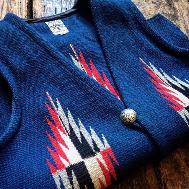 ORTEGA’S チマヨベスト チャコールグレー×ブルー×ホワイト　38 ORTEGA'S ''CHIMAYO VEST'' (CHARCOAL) – THE STORE BY MAIDENS