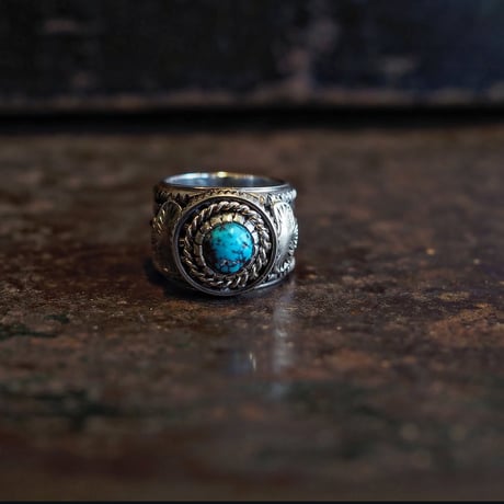 DUCKTAIL ／ Eagle & Feather Ring -Morenci Turquois-