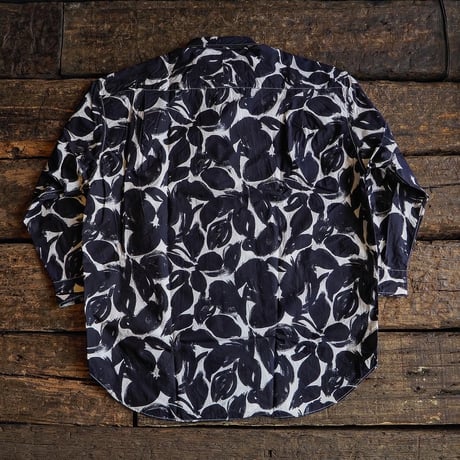 HAVERSACK／FLOWER PRINT TYPEWRITER SHIRT -NAVY-