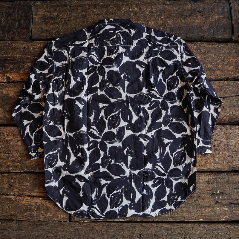 HAVERSACK／FLOWER PRINT TYPEWRITER SHIRT -NAVY-