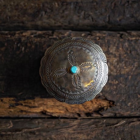 J.Alexander / STAMPED ROUND BOX WITH TURQUOISE AND LID