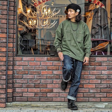 FULLCOUNT / Plain Cotton Flannel P/O Mock Neck Shirts