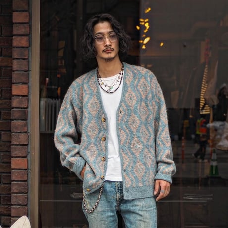 PENDLETON / 7G SHAGGY KNIT CARDIGAN "Sax blue"