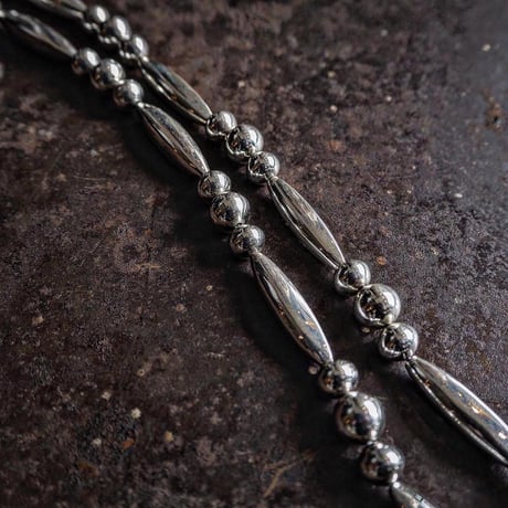 DUCK TAIL / Silver Beads Necklace -50cm-