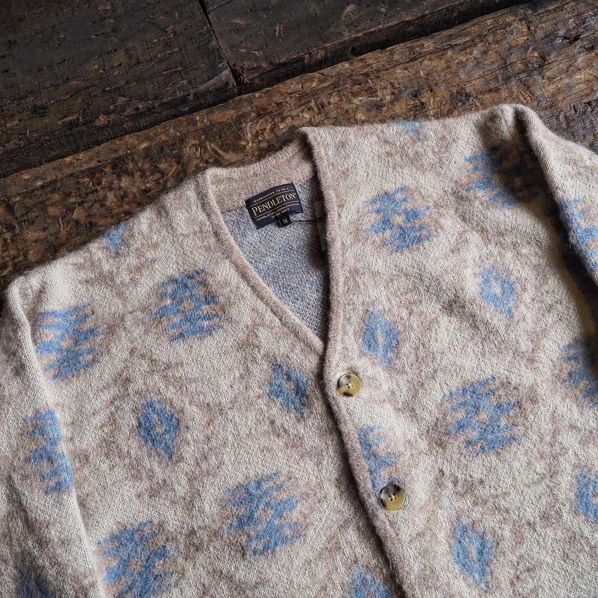 Pendleton ライトブルー カーディガン Lサイズ 80's PENDLETON Plaid Wool Cardigan USA製 SIZE L 80年代 ペン