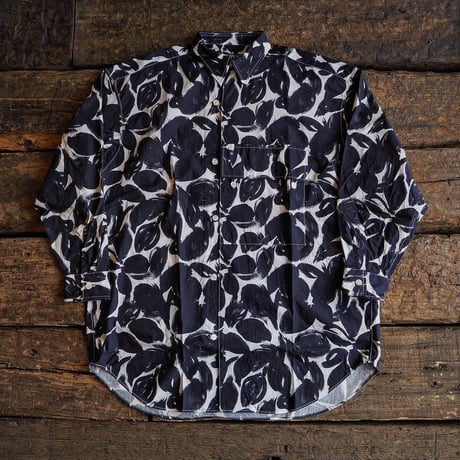 HAVERSACK／FLOWER PRINT TYPEWRITER SHIRT -NAVY-