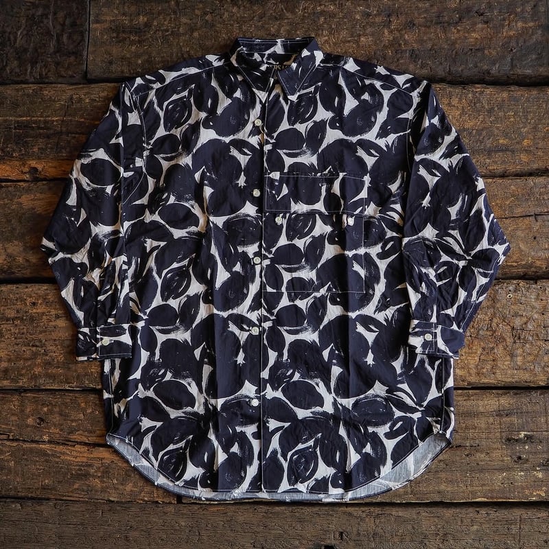 希少品・美品　HAVERSACK Flowerprint chinashirt HAVERSACK／FLOWER PRINT TYPEWRITER SHIRT -NAVY-