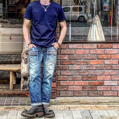 STEVENSON OVERALL CO. / Indigo Crew Neck T-shirt