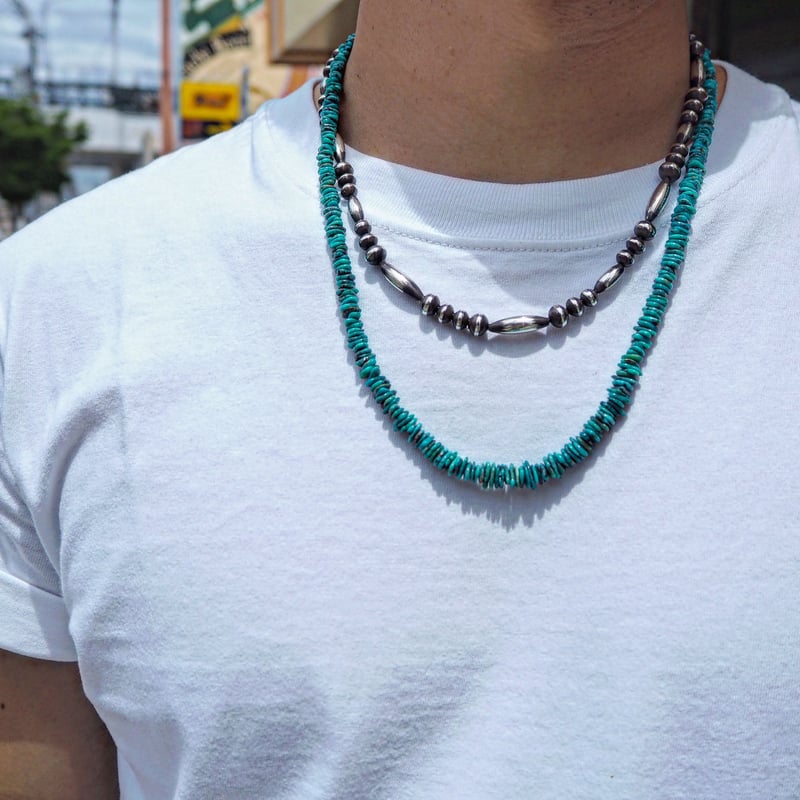 Navajo / Kingman Turquoise Necklace-80cm- （ラウンド...
