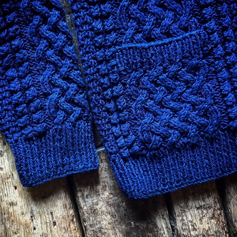 INVERALLAN / 4A GOLFER CARDIGAN INDIGO COTTON INVERALLAN / 4A GOLFER CARDIGAN INDIGO COTTON