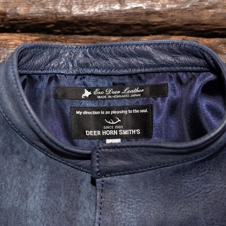 DEER HORN SMITH'S／DEER LEATHER STAND COLLAR JACKET "NATURAL INDIGO"