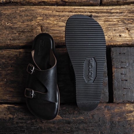 LIGHT MARKER /DOUBLE MONK STRAP SANDAL  (BLACK CHROMEXCEL)