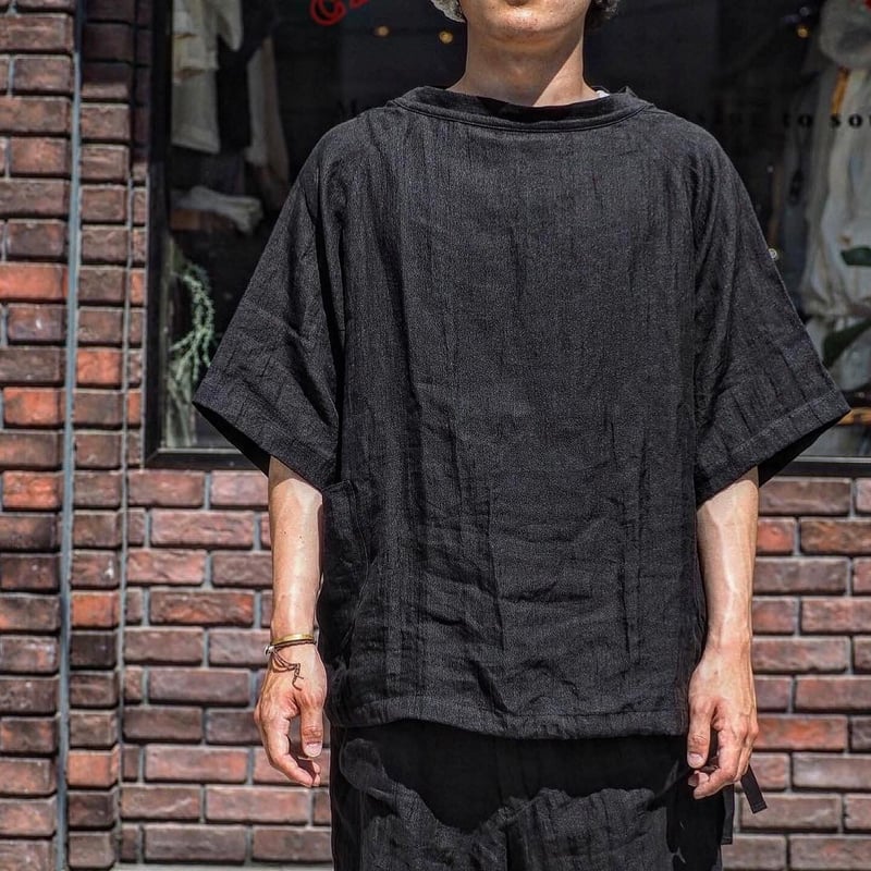 CONFECT 起毛ブラックリネンフィッシャーマンスモックシャツ　4 CONFECT 起毛ブラックリネンフィッシャーマンスモックシャツ 4