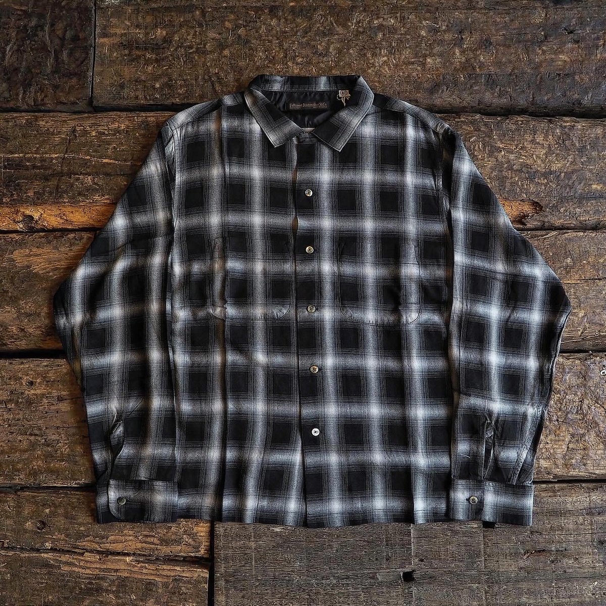 FULLCOUNT／4092 RAYON CHECK OPEN COLLAR SHIRT |