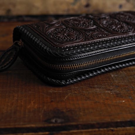 DEER HORN SMITH'S / SP-FULLZIP WALLET "BLACK x BROWN"