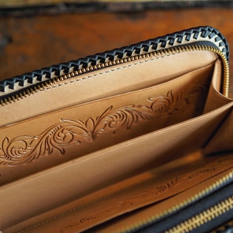 DEER HORN SMITH'S / SPECIAL DOUBLE ZIP WALLET "TAN x BLACK"