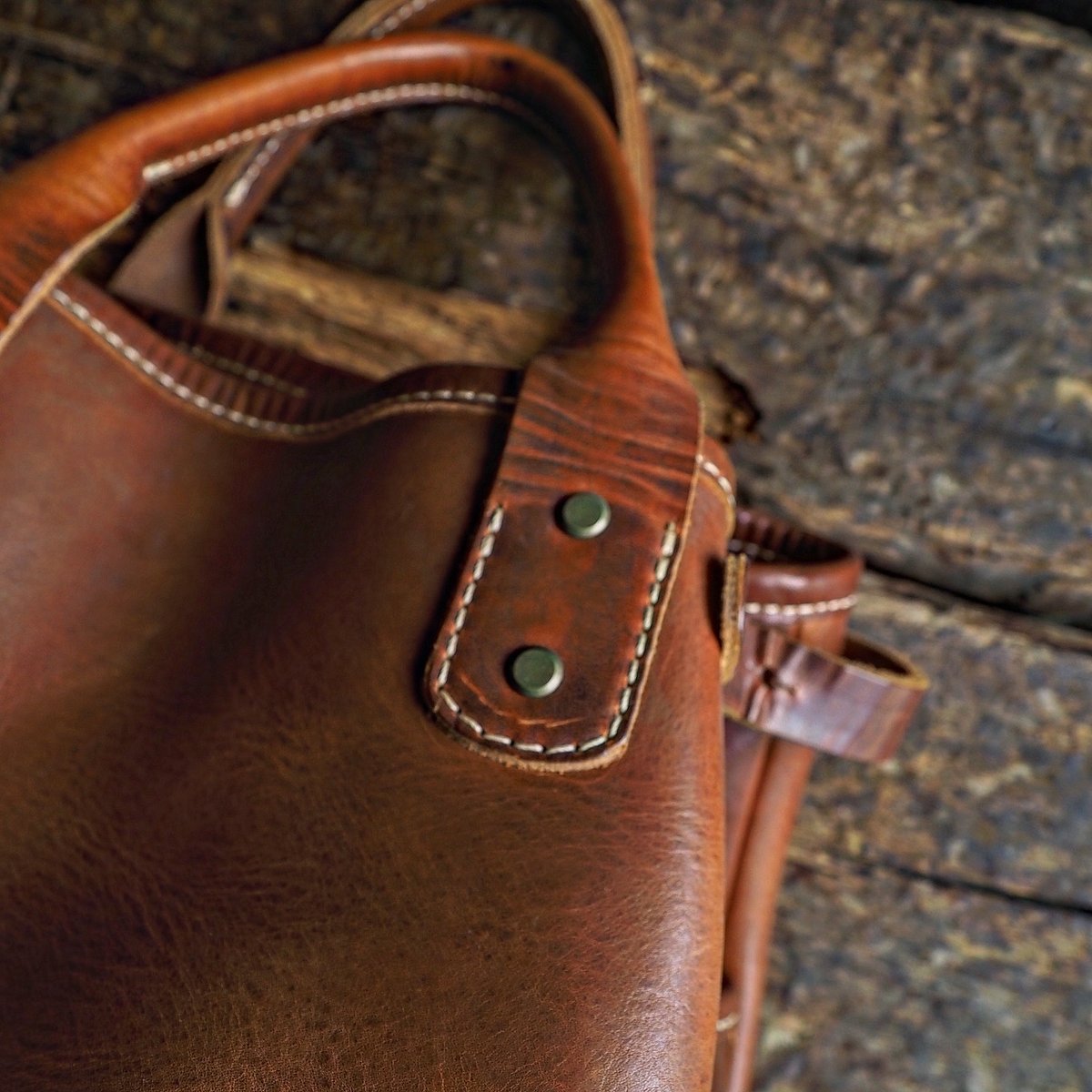 CORONADO LEATHER ／ COW HIDE SHORT HANDLE TOTE B